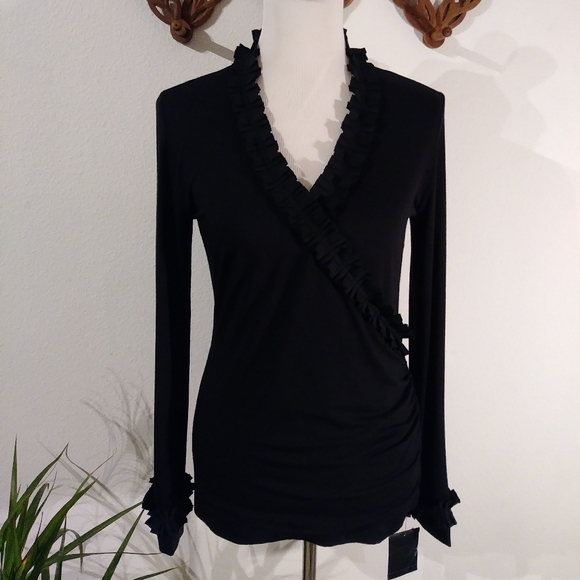 Alfani Wrap Blouse with Ruffle and Cuffs - Picture 1 of 7